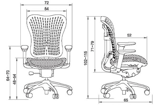 Model A4 Mesh Seat Office Chair Details